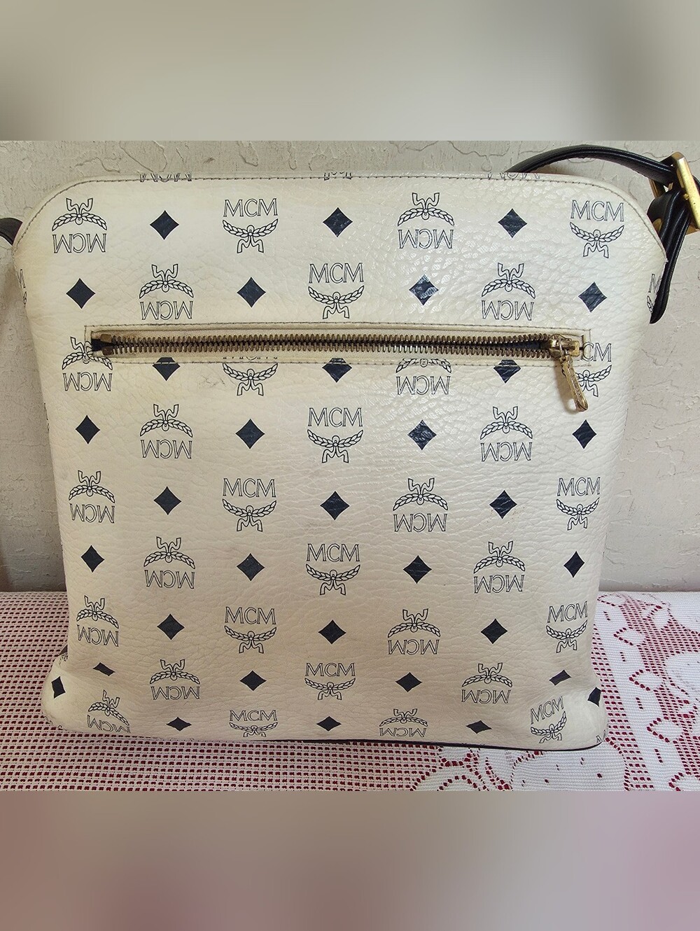 MCM White Monogram Shoulder Bag Vintage AUTHENTIC - Picture 5 of 16